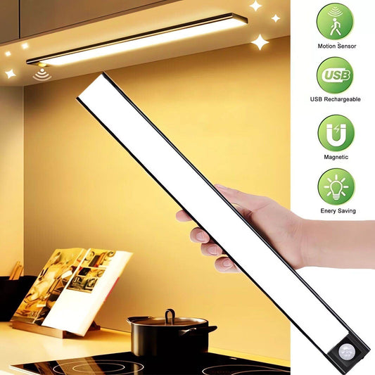 Dimmable LED Motion Sensor Under Closet Light Rechargeable Magnetic Cabinet Lamp - Mubimart