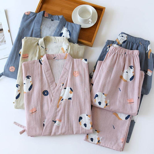 Cardigan Cotton Loungewear Comfortable Suit Pajamas - Mubimart