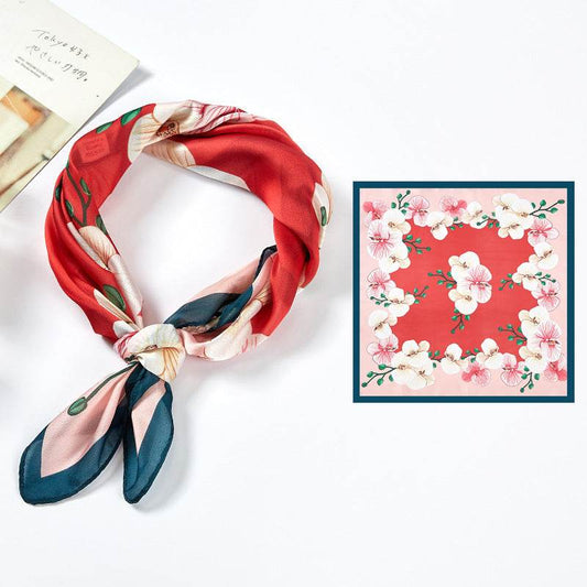 New Simulated Silk Satin Printed Scarves - Mubimart