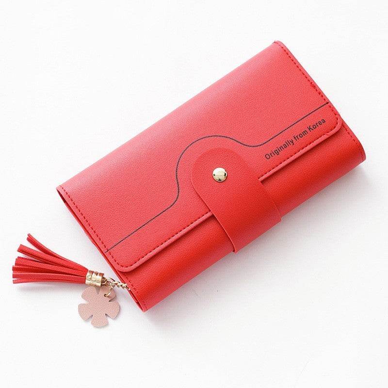 Geometric Alphabet Buckle Clutch Tassel Petal Long Ladies Wallet - Mubimart