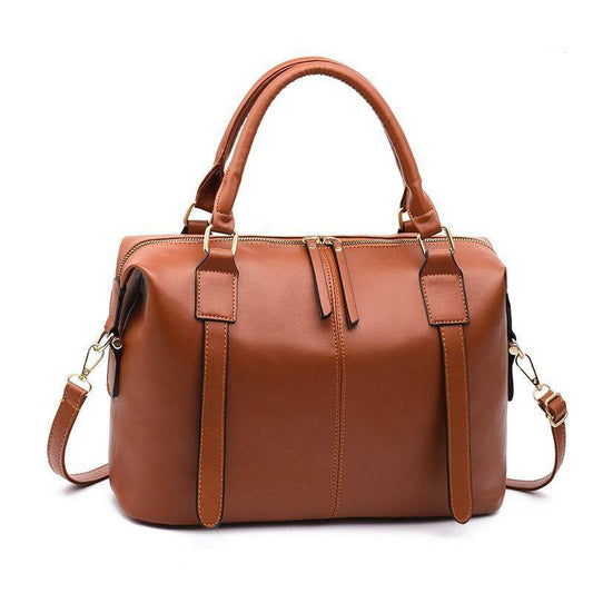 Women Leather Handbag Vintage Bag Shoulder Bags Big Bag - Mubimart