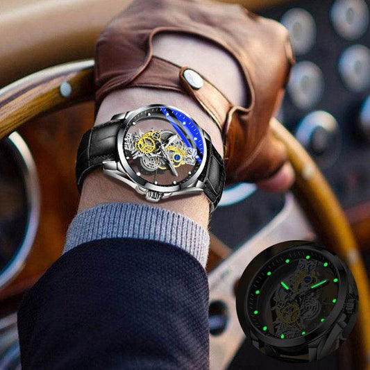 Men Watch Skeleton Automatic Quartz Watch Gold Skeleton Vintage Man Watch Mens Watches Top Brand Luxury - Mubimart