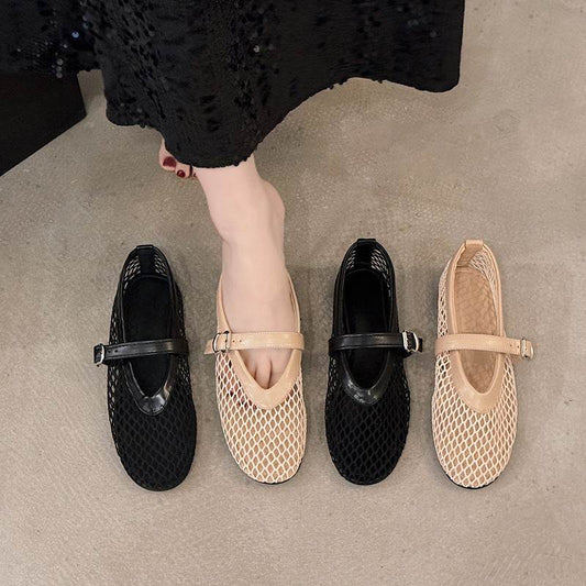 New Round Head Buckle Mary Jane Shoes Women - Mubimart