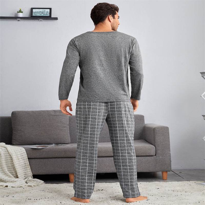 Thin Section Plaid Loungewear Outer Pants Men's Suit - Mubimart