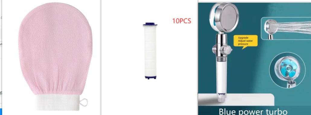 Shower Head Water Saving Flow 360 Degrees Rotating With Small Fan ABS Rain High Pressure Spray Nozzle Bathroom Accessories - Mubimart