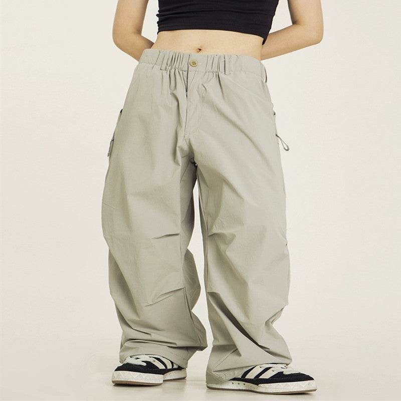 Vintage Pleated Parachute Pants Cargo Pants - Mubimart