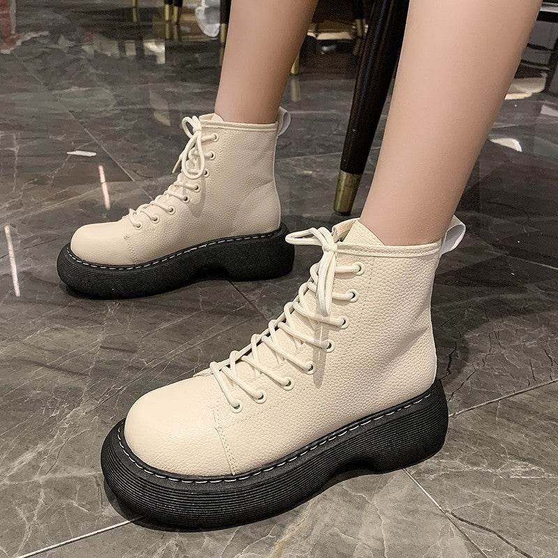 Fashion Lace-up Ankle Boots Women Thin Skinny Boots - Mubimart