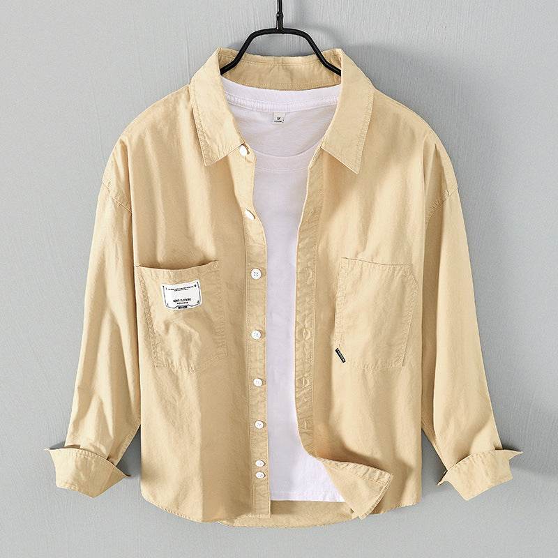 Shirt Men's Casual Long-sleeved Cotton Shirt Jacket - Mubimart