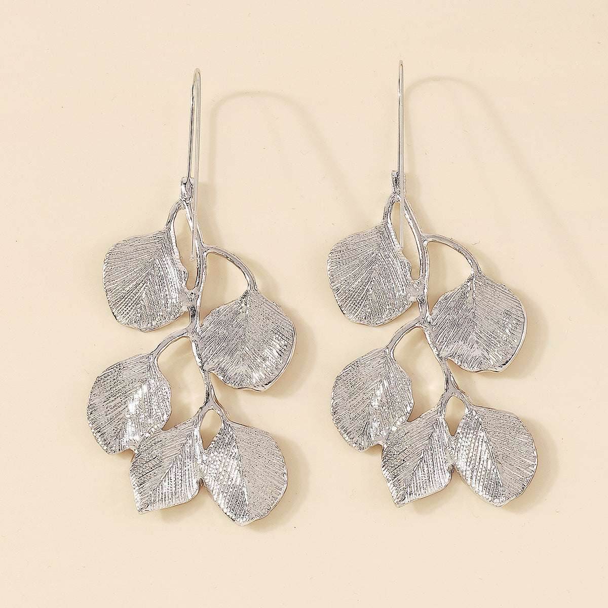 2025 Earring Necklace Luxury Metal Leaf Earrings Choker For Women Personality Jewelry Gift - Mubimart