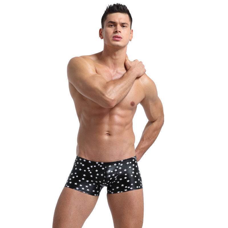 Men's Patent Leather Boxer Briefs - Mubimart