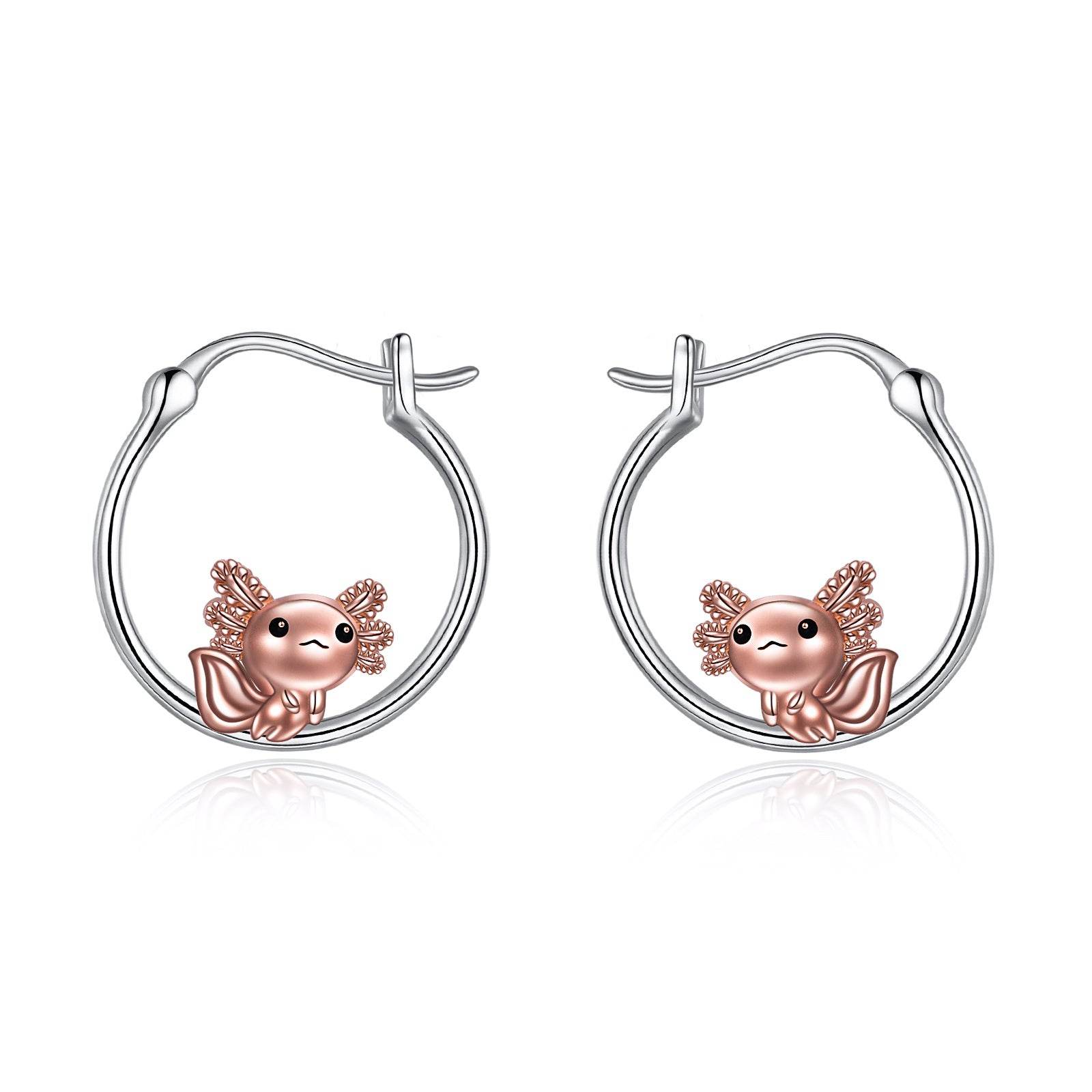 Axolotl Hoop Earrings for Women 925 Sterling Silver Axolotl Jewelry - Mubimart