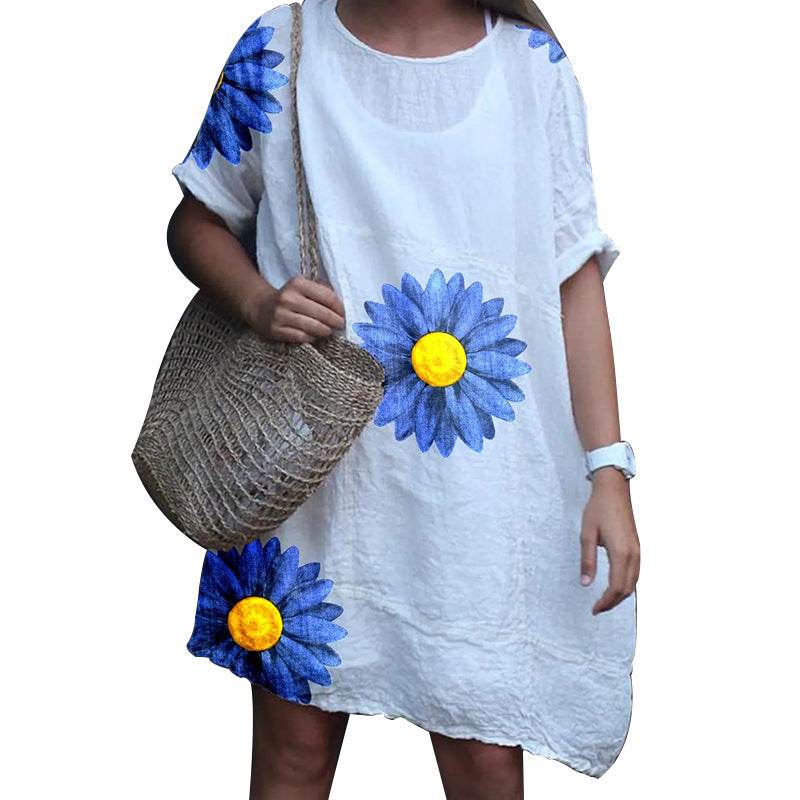 Women's Plus Size T-shirt Printed Dress - Mubimart