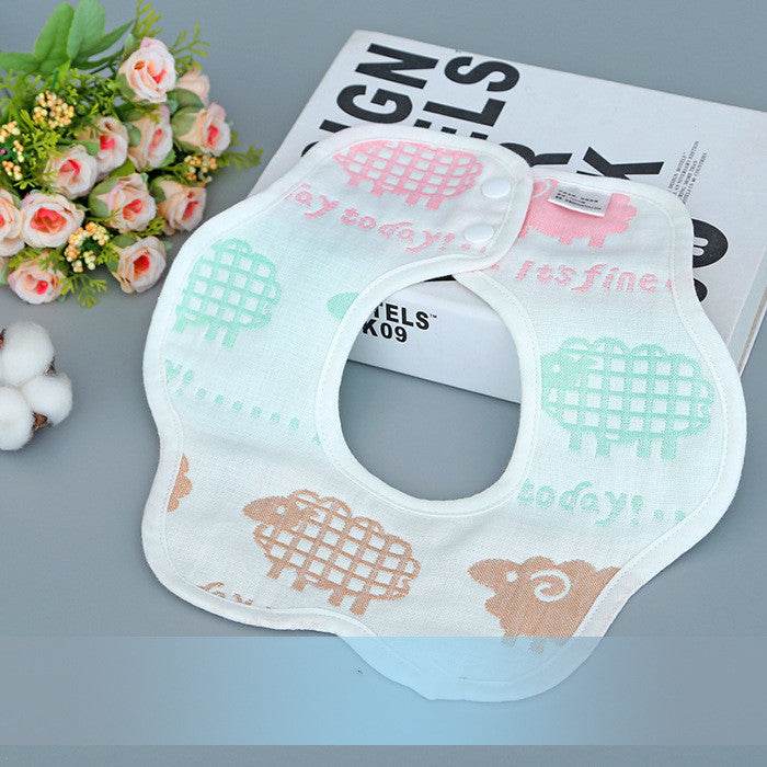 U-shaped Bib Children's 6-layer Cotton Gauze Bib Cartoon Custom Infant Baby Supplies 360 Rotating Bib - Mubimart