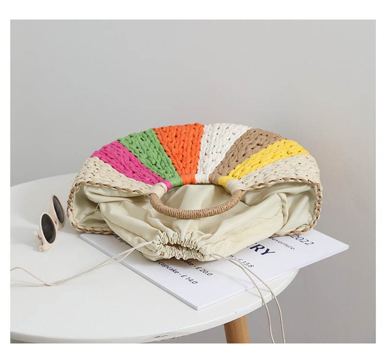 Beach Vacation Rainbow Straw Beach Bag - Mubimart