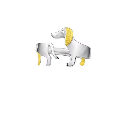 Cartoon Cute Sausage Dog Open Drip Ring