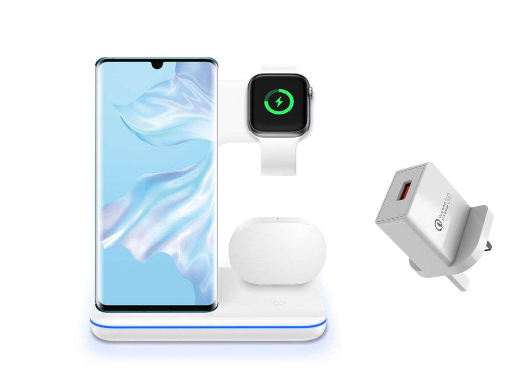 Compatible Mobile Phone Watch Earphone Wireless Charger 3 In 1 Wireless Charger Stand - Mubimart