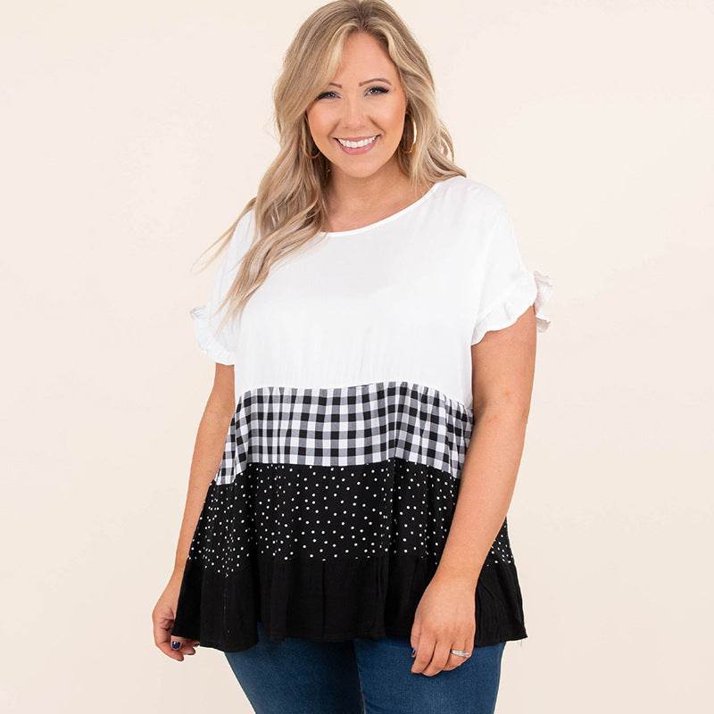 Printing Color Contrast T-shirt For Women - Mubimart