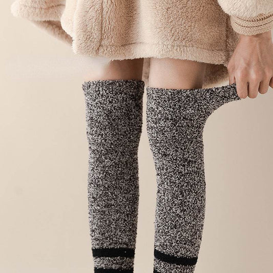 Coral Fleece Socks Men's Knee High Socks Plush Thick Socks - Mubimart