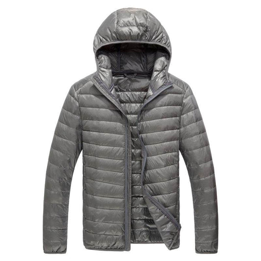 Mens Duck Down Hooded Jacket Winter Ultralight Bubble Coat Puffer Slim Fit - Mubimart