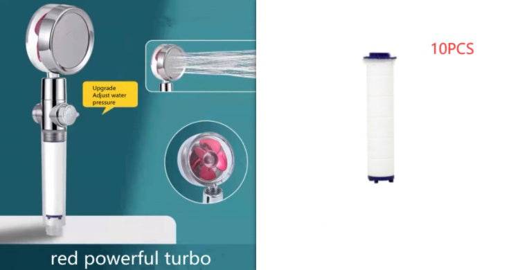 Shower Head Water Saving Flow 360 Degrees Rotating With Small Fan ABS Rain High Pressure Spray Nozzle Bathroom Accessories - Mubimart