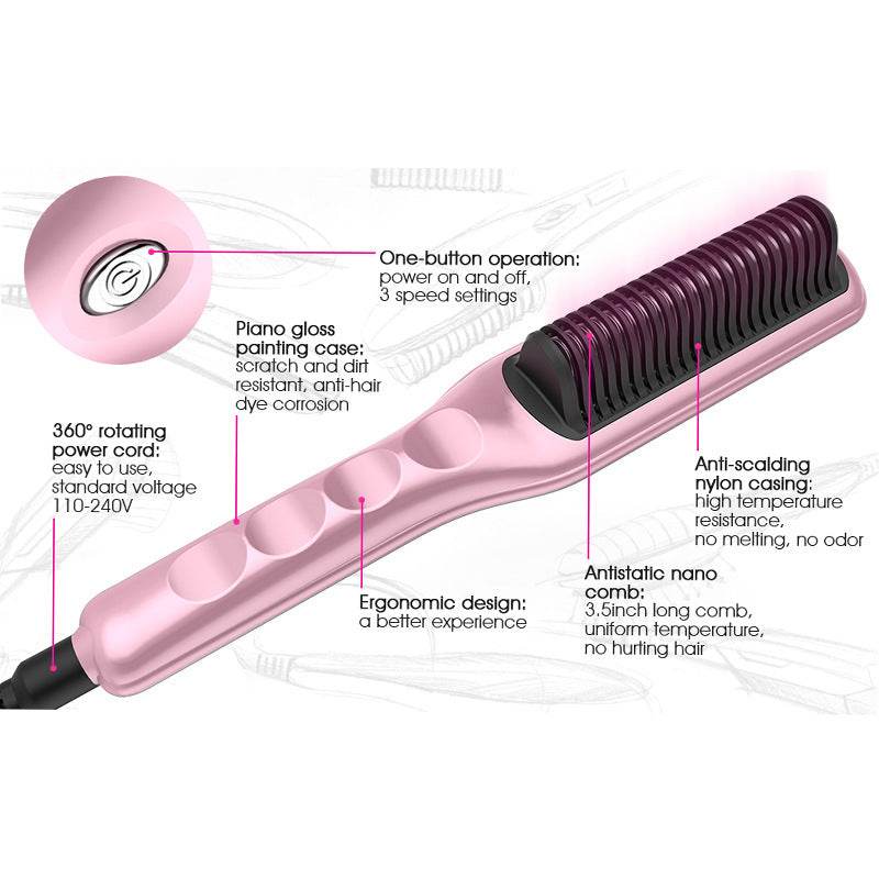 Hair Curler And Straightener Dual-use Straight Comb Electric Hair Straightener - Mubimart
