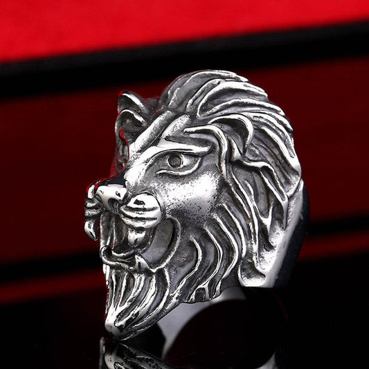 Animal Ring Titanium Steel Vintage Men - Mubimart