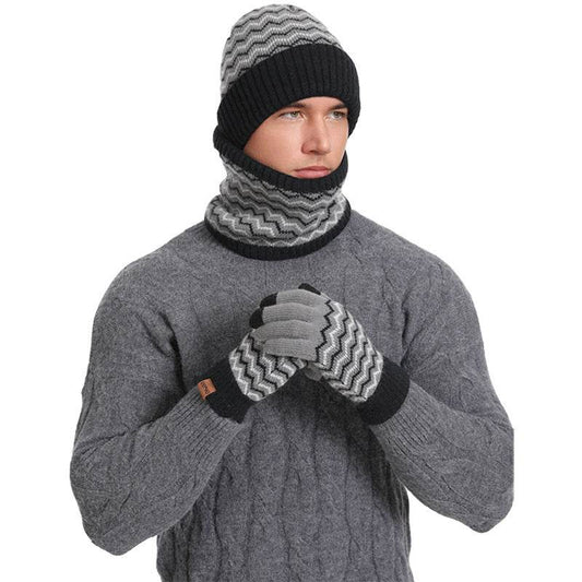 Men's Winter Warm Neck Warmer Cold-proof Knitted Hat - Mubimart