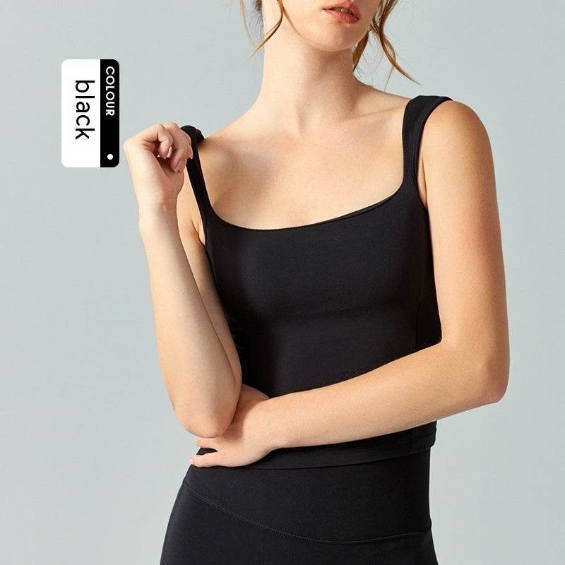 Yoga Vest With Chest Pad Sports Workout Sleeveless Top - Mubimart