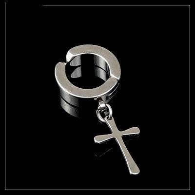 Tassel Black Earrings Without Pierced Cross Wolf Men And Women Tide Earrings - Mubimart