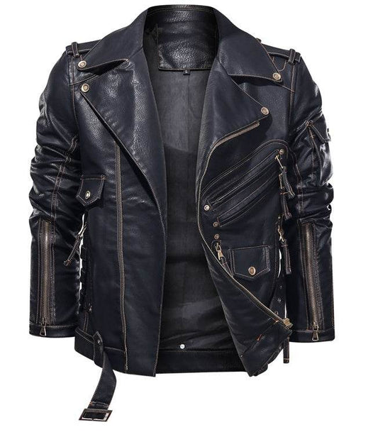 Vintage Leather Men's Coat Jacket Jacket - Mubimart