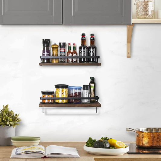 Bathroom Wall-mounted Floating Shelf With Towel Bar - Mubimart