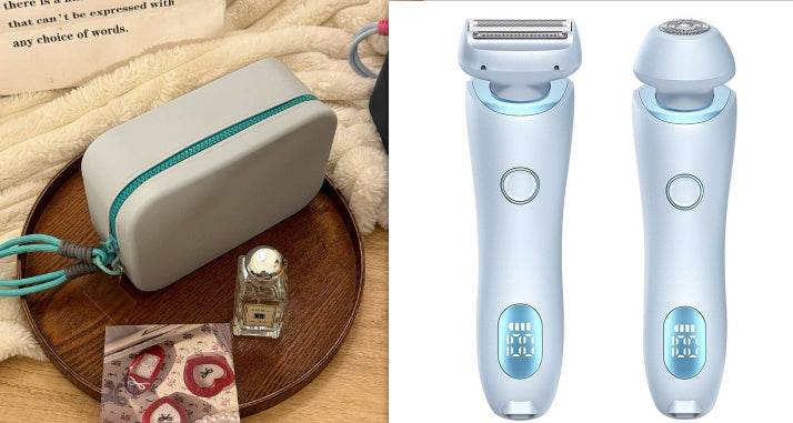 2 In 1 Hair Removal Epilator USB Rechargeable Trimmer Women Body Razor Face Leg Armpit Bikini Hand Pubic Shaver Hair Remover - Mubimart