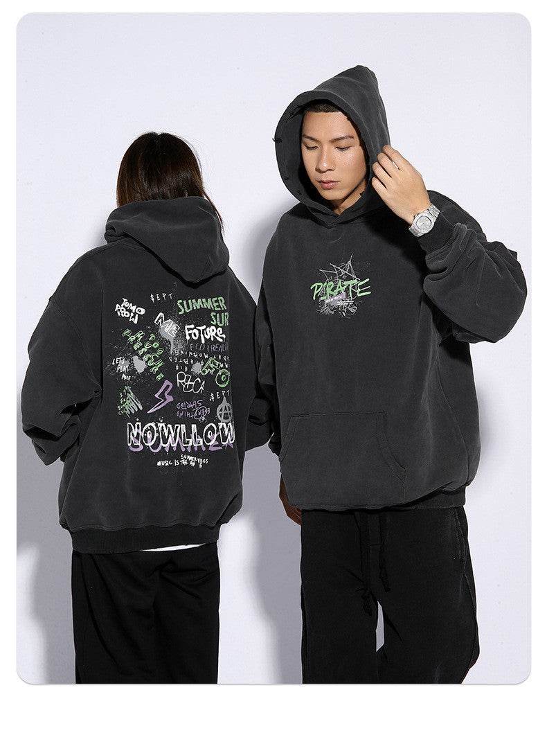 Street Loose Mens And Womens Street Wash Old Sweater - Mubimart