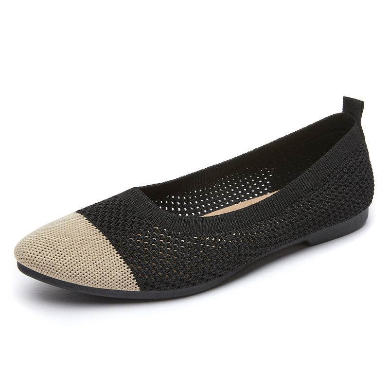 Solid Color Pointed Toe Flat Bottom Flat Heel Soft Bottom Pumps - Mubimart