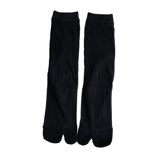 Vertical Stripes Large Trotter Toe Socks Thin Solid Color
