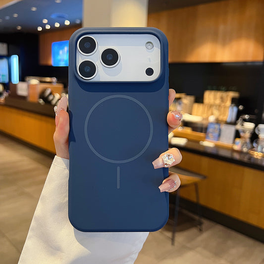 Simple Large Hole Fine Circle Silicone Magnetic iPhone Case – Shockproof TPU Protective Cover
