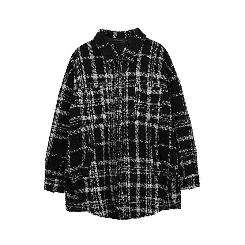 Plaid Padded Woolen Shirt Jacket - Mubimart