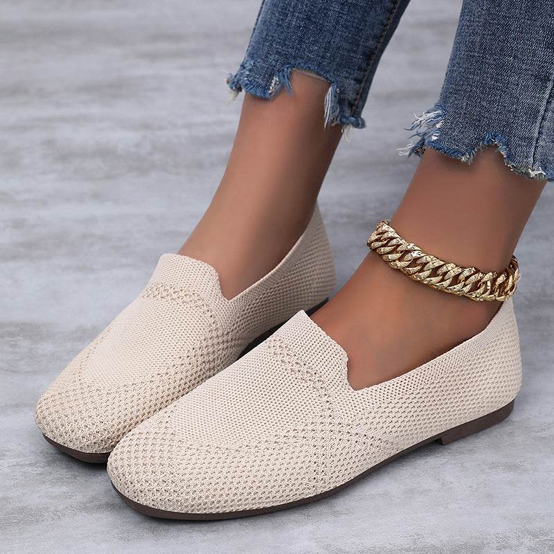 Flyknit Shoes Casual Flat Shoes Women - Mubimart