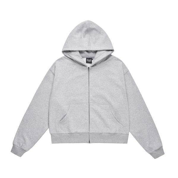 Solid Color BASIC 350g Terry Zipper Hoodie Sweater - Mubimart