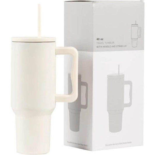 40 Oz Tumbler With Handle, Reusable Insulated Cup With Lid And Straw, Stainless Steel Water Bottle, Travel Mug For Cold And Hot - Mubimart