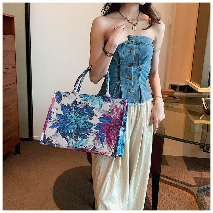 Textured Oil Painting Crossbody Bag For Women - Mubimart