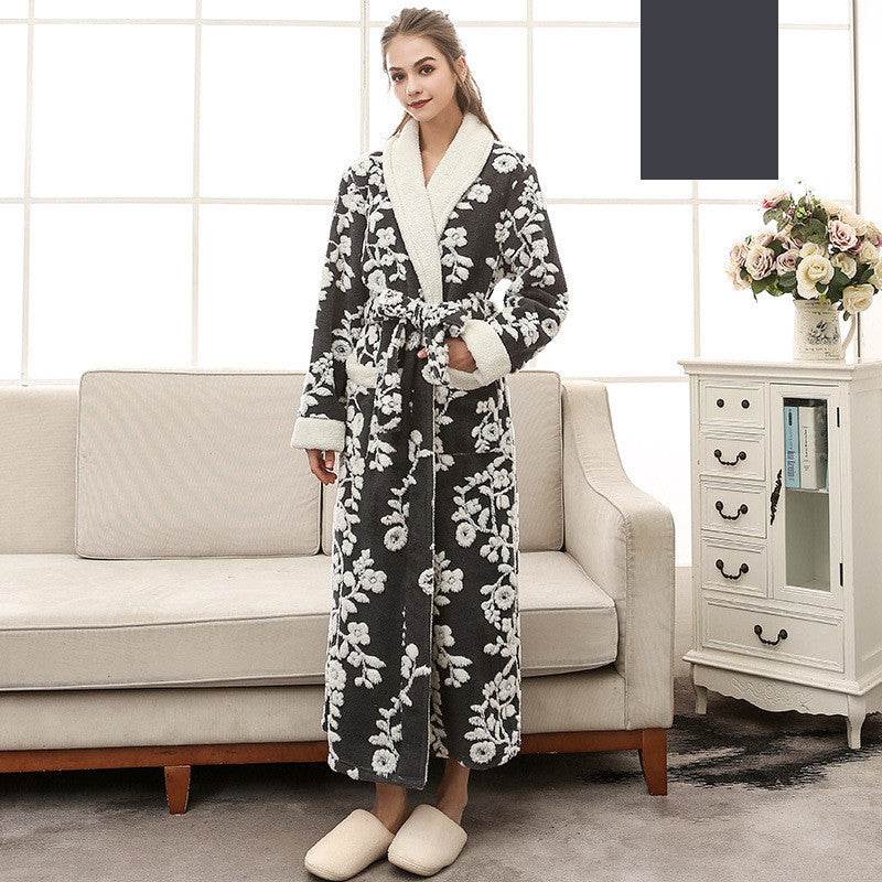 Thicken And Lengthen Plus Size Flannel Nightgown - Mubimart