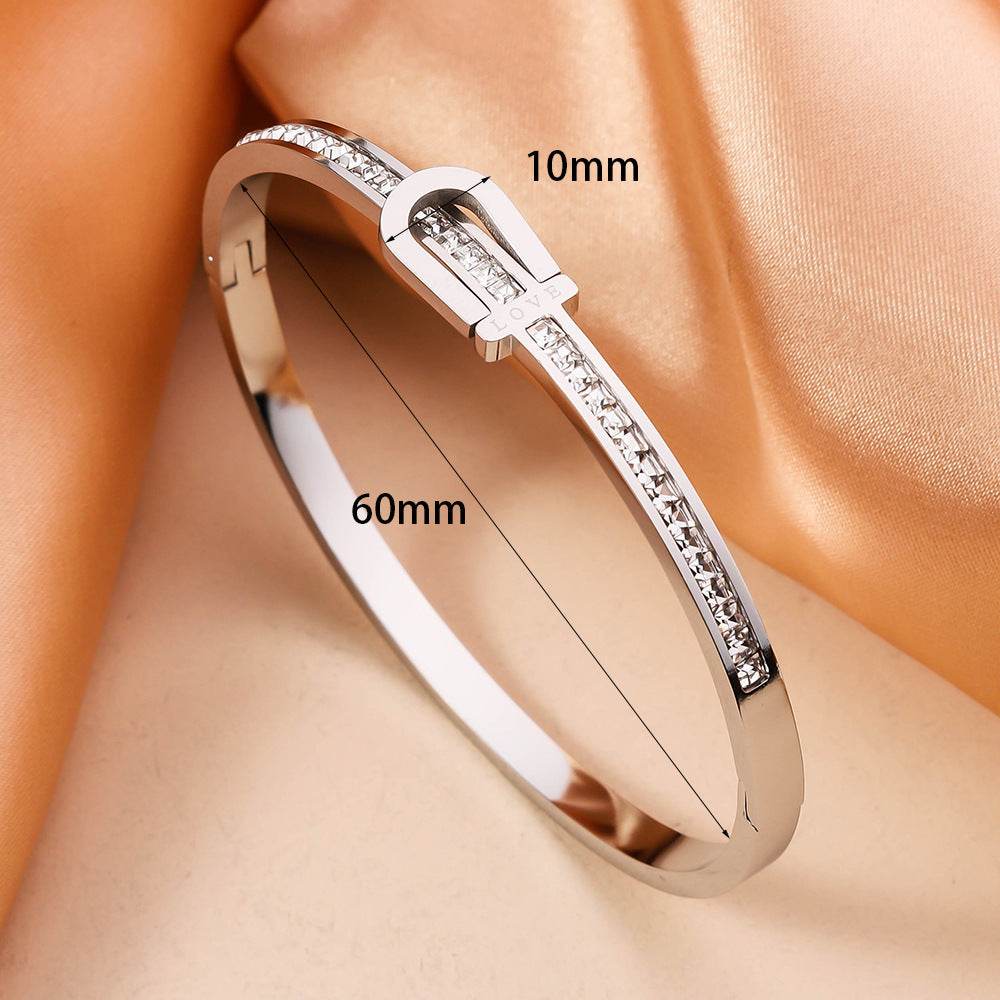 Gold Plating Exquisite Stainless Steel Bracelet Fashion Bracelet & Bangles For Women Lady Jewelry Charm Valentine's Gift - Mubimart