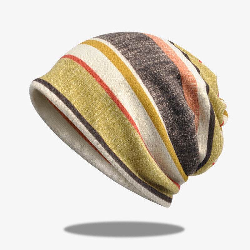 Striped Scarf Hat Men And Women All-match Pullover Hat Casual - Mubimart