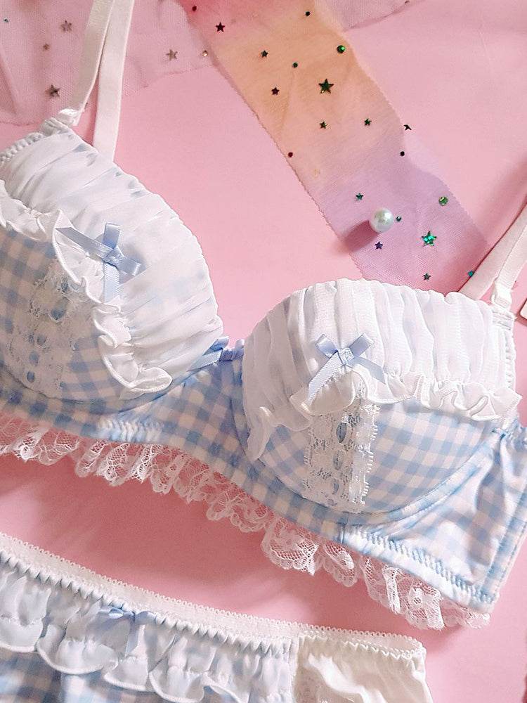 Underwired Thin Plus Size Up Bra Set - Mubimart