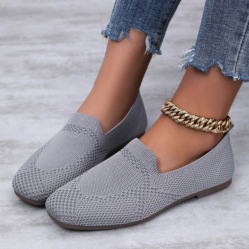 Flyknit Shoes Casual Flat Shoes Women - Mubimart