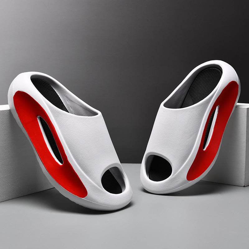 Ins Slippers Women Men Peep Toe Slipper Summer Hollow Unisex Sports Beach Shoes - Mubimart