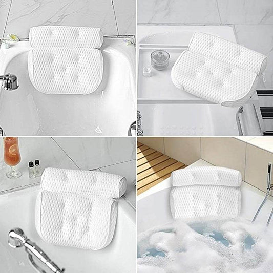 4D Bath Pillow Head And Neck Pillow With Suction Cup Bathtub Non-slip Bath Pillow - Mubimart