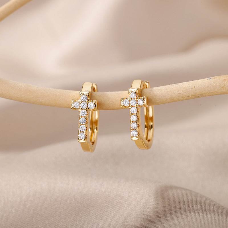 Aesthetic Stainless Steel Hoop Earrings For Women Gold Color - Mubimart