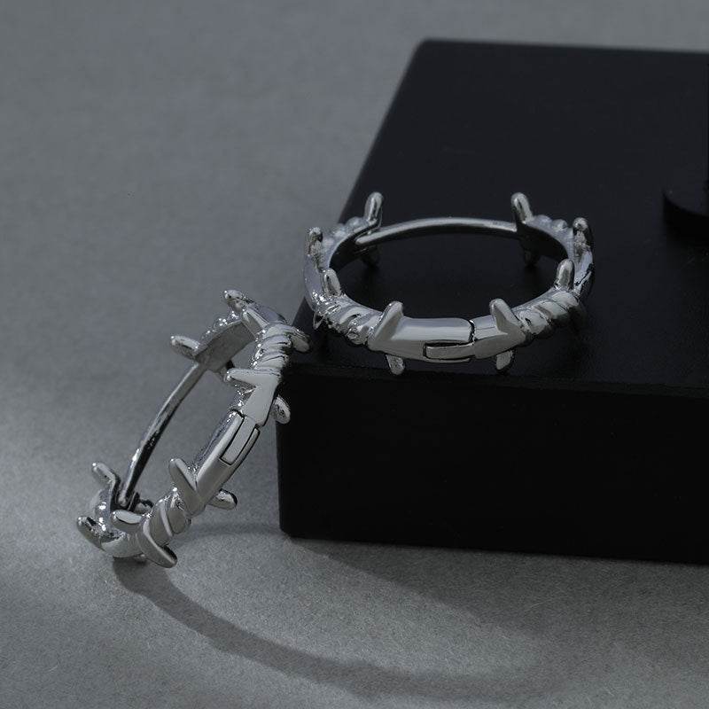 Thorn Plant Ear Clip Earrings For Men - Mubimart